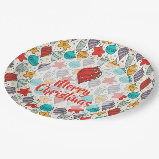 ヴィンテージホリデークリスマスツリーオーナメント ペーパープレート (アングル)