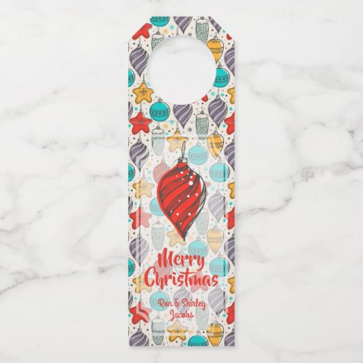 ヴィンテージホリデークリスマスツリーオーナメント ボトルネックタグ (正面)