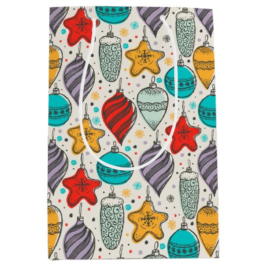 ヴィンテージホリデークリスマスツリーオーナメント ミディアムペーパーバッグ (正面)