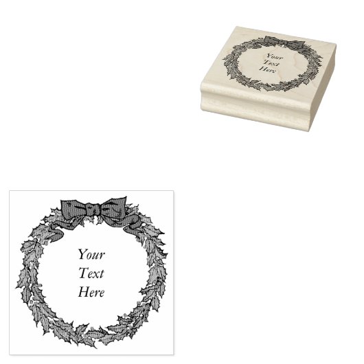 ヴィンテージホリデークリスマスリーステキストの追加 ラバースタンプ (押印)