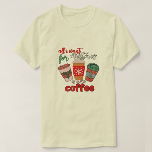 ヴィンテージホリデーコーヒーマニアスクリスマス Tシャツ (デザイン正面)