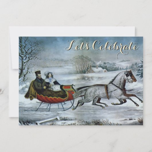 ヴィンテージホリデーシルアイヴスクリスマス 招待状 (正面)