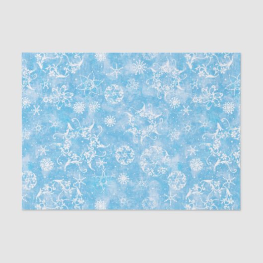 ヴィンテージホリデースノーフレークスオンブルーデコページ 薄葉紙 (正面)
