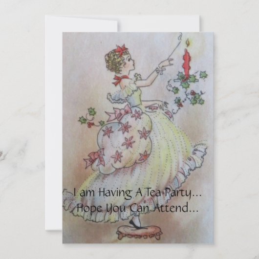 ヴィンテージホリデーティーパーティの招待状 招待状 (正面)