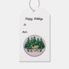 ヴィンテージホリデーディアウッドランドアニマルギフトラベル ギフトタグ