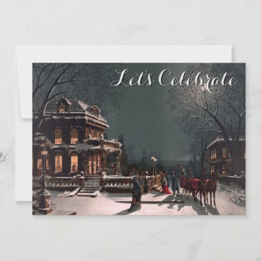 ヴィンテージホリデービクトリアンクリスマスパーティー 招待状 (正面)