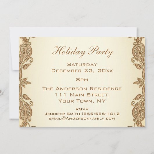 ヴィンテージホリデービクトリアンクリスマスパーティー 招待状 (裏面)