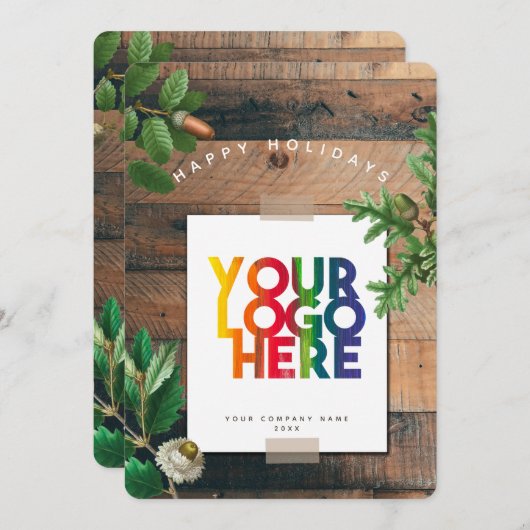 ヴィンテージホリデービジネスロゴクリスマスカード (正面/裏面)