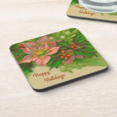 ヴィンテージホリデーフローラ、ミステルトーとホリー コースター (左側)