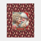 ヴィンテージホリデーブランケットコージークリスマスサンタクロース フリースブランケット (正面)