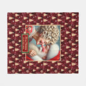 ヴィンテージホリデーブランケットコージークリスマスサンタクロース フリースブランケット (正面(横))