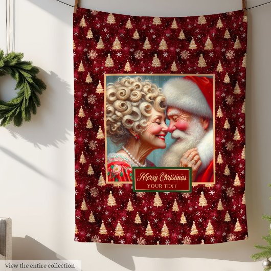 ヴィンテージホリデーブランケットコージークリスマスサンタクロース フリースブランケット