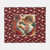 ヴィンテージホリデーブランケットMr&Mrs.クロースコージーギフト フリースブランケット (正面(横))