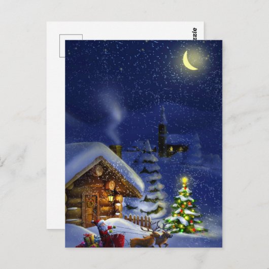 ヴィンテージホリデーメリークリスマス ポストカード (正面/裏面)