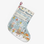 ヴィンテージホリデーユエグネームパーソナライズされたモノグラム ラージクリスマスストッキング (正面 (吊り時))