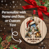 ヴィンテージホリデーレターAベージュストライプの- セラミックオーナメント