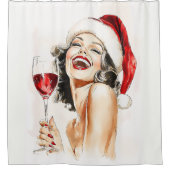 ヴィンテージホリデー応援インウォーター色 シャワーカーテン (正面)