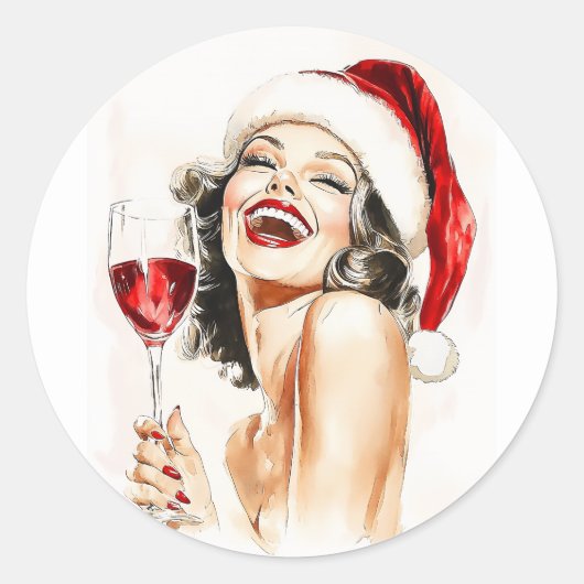 ヴィンテージホリデー応援インウォーター色 ラウンドシール (正面)