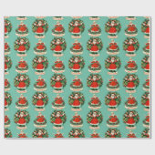 ヴィンテージホリデー応援インティール（緑がかった色） ラッピングペーパー (フラット)