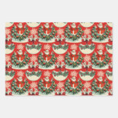 ヴィンテージホリデー応援イン赤 ラッピングペーパーシート (正面3)