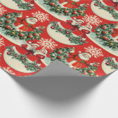 ヴィンテージホリデー応援イン赤 ラッピングペーパー (角)