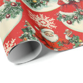 ヴィンテージホリデー応援イン赤 ラッピングペーパー (ロールコーナー)