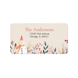 ヴィンテージホリデー雪だるまクリスマスアドレス ラベル