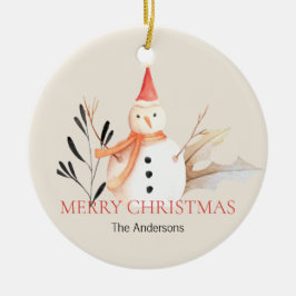 ヴィンテージホリデー雪だるまクリスマスセラミックオーナメント セラミックオーナメント