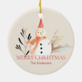 ヴィンテージホリデー雪だるまクリスマスセラミックオーナメント セラミックオーナメント (裏面)