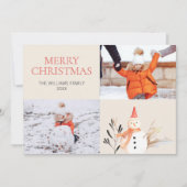 ヴィンテージホリデー雪だるまクリスマスフォトカード シーズンカード (正面)
