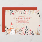 ヴィンテージホリデー雪だるまクリスマスホリデーパーティー 招待状 (正面/裏面)