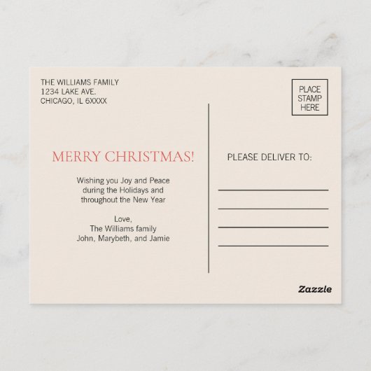 ヴィンテージホリデー雪だるまクリスマスホリデー ポストカード (裏面)