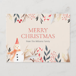 ヴィンテージホリデー雪だるまクリスマスホリデー ポストカード