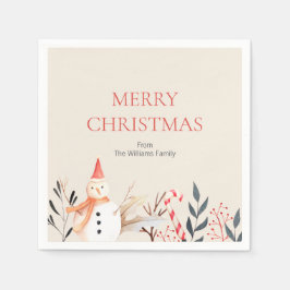 ヴィンテージホリデー雪だるまクリスマス スタンダードカクテルナプキン