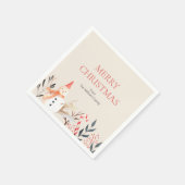 ヴィンテージホリデー雪だるまクリスマス スタンダードカクテルナプキン (角)