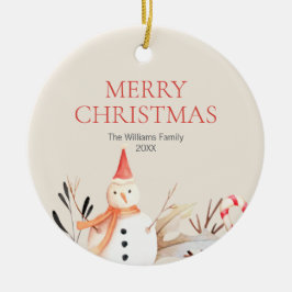 ヴィンテージホリデー雪だるまクリスマス セラミックオーナメント