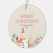 ヴィンテージホリデー雪だるまクリスマス セラミックオーナメント (左)