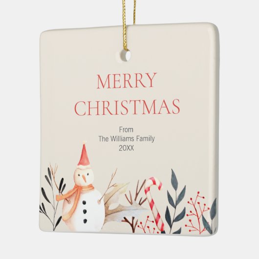 ヴィンテージホリデー雪だるまクリスマス セラミックオーナメント (左)