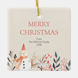 ヴィンテージホリデー雪だるまクリスマス セラミックオーナメント