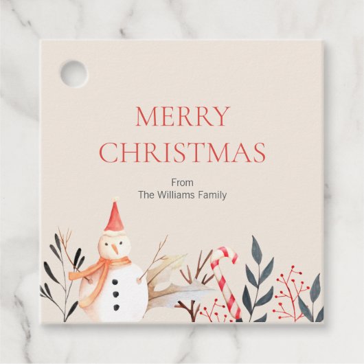 ヴィンテージホリデー雪だるまクリスマス フェイバータグ (正面)