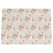 ヴィンテージホリデー雪だるまクリスマス ラージペーパーバッグ (正面)