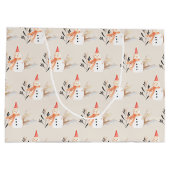 ヴィンテージホリデー雪だるまクリスマス ラージペーパーバッグ (裏面)