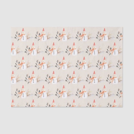 ヴィンテージホリデー雪だるまクリスマス 薄葉紙 (正面)