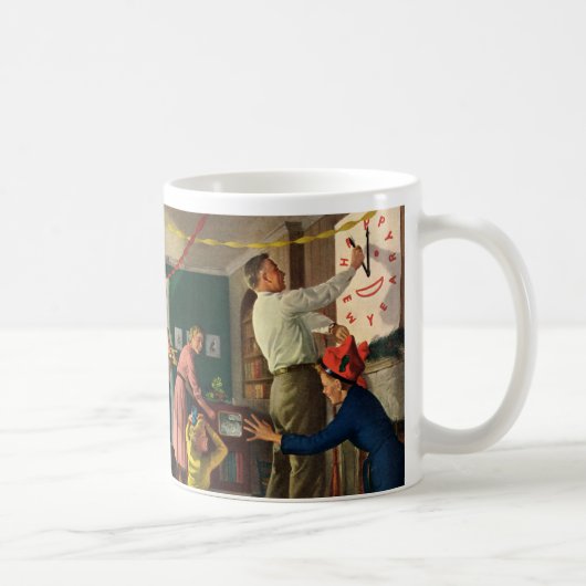 ヴィンテージホリデー、年越しの瞬間 コーヒーマグカップ (右)