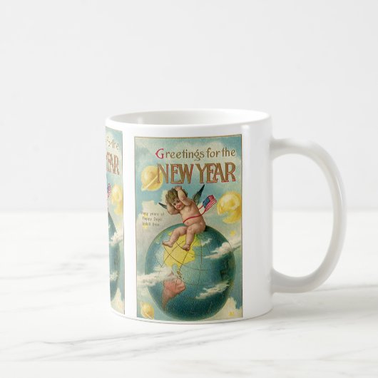 ヴィンテージホリデー、新年の挨拶 コーヒーマグカップ (右)