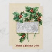 ヴィンテージホリビクトリアンーレッドベリークリスマスカード シーズンカード (正面/裏面)
