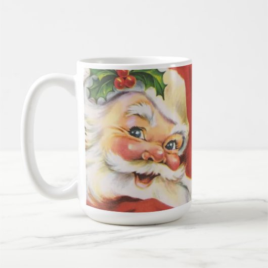 ヴィンテージホリーすてきサンタクロースクリスマスホリデー コーヒーマグカップ (左)