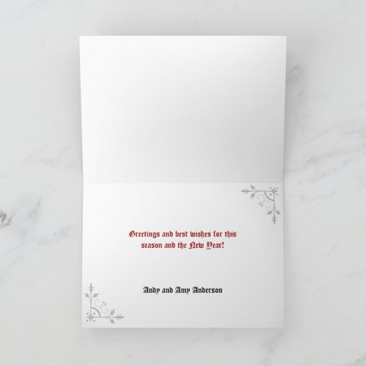 ヴィンテージホリーとキャンドルのクリスマスカード シーズンカード (内部)