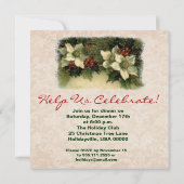 ヴィンテージホリーと花のディナー招待状 招待状 (裏面)