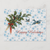 ヴィンテージホリーと鳥はがき ポストカード (正面)